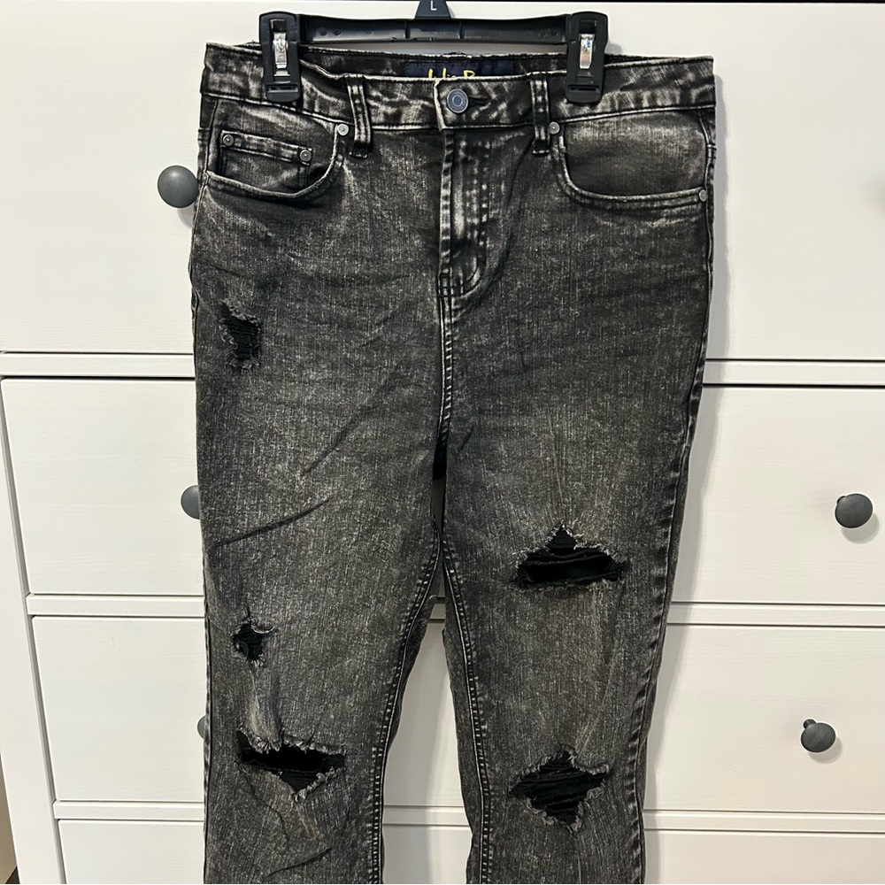 Indigo Rein Black Distressed Straight Leg Jeans